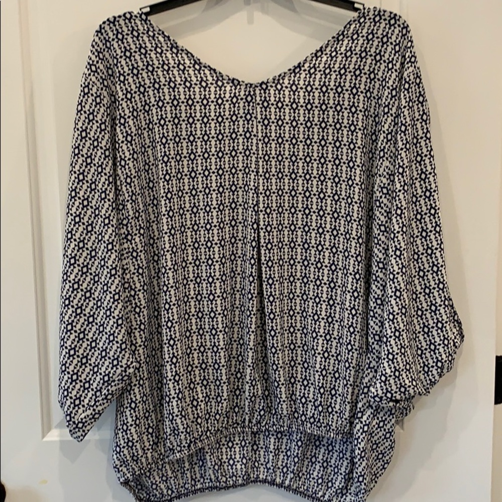 Aztec Print Cold Shoulder Flowy Shirt
